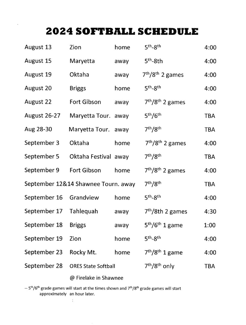 Woodall Fall Softball Schedule